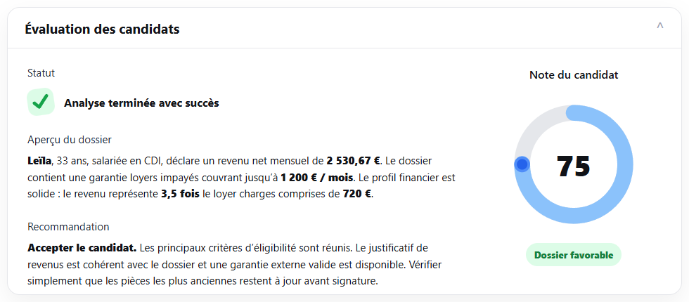 Scoring des dossiers candidats Rentimise