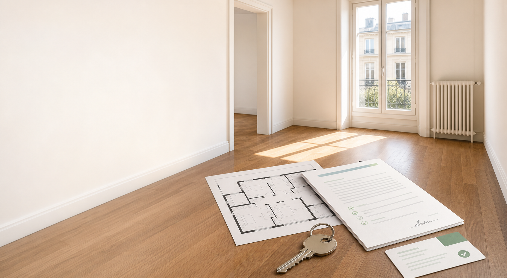 Appartement vide avec plan, bail et éléments de gestion locative